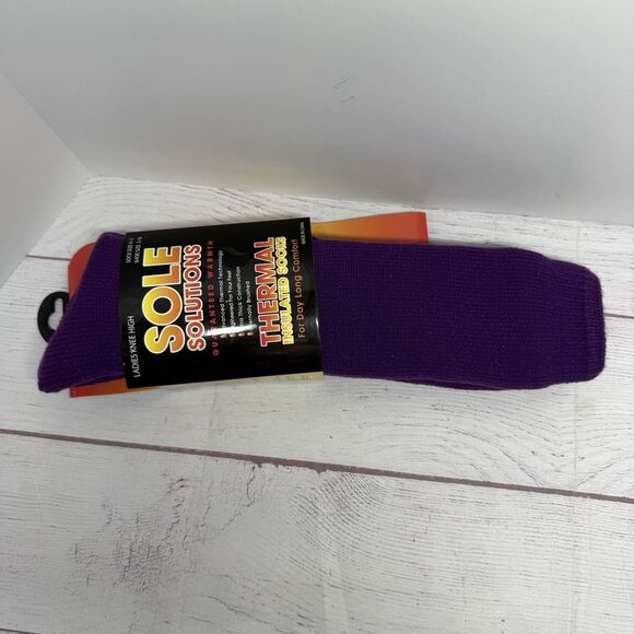 Sole Solutions Ladies Thermal Insulated Socks, Knee High Socks Purple New - Picture 2 of 5